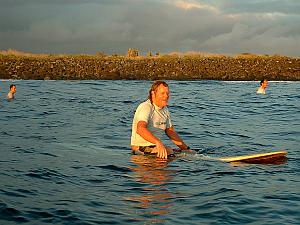 Jason, myself and Andres in the lineup at Chicken Hill, Galapagos Islands.